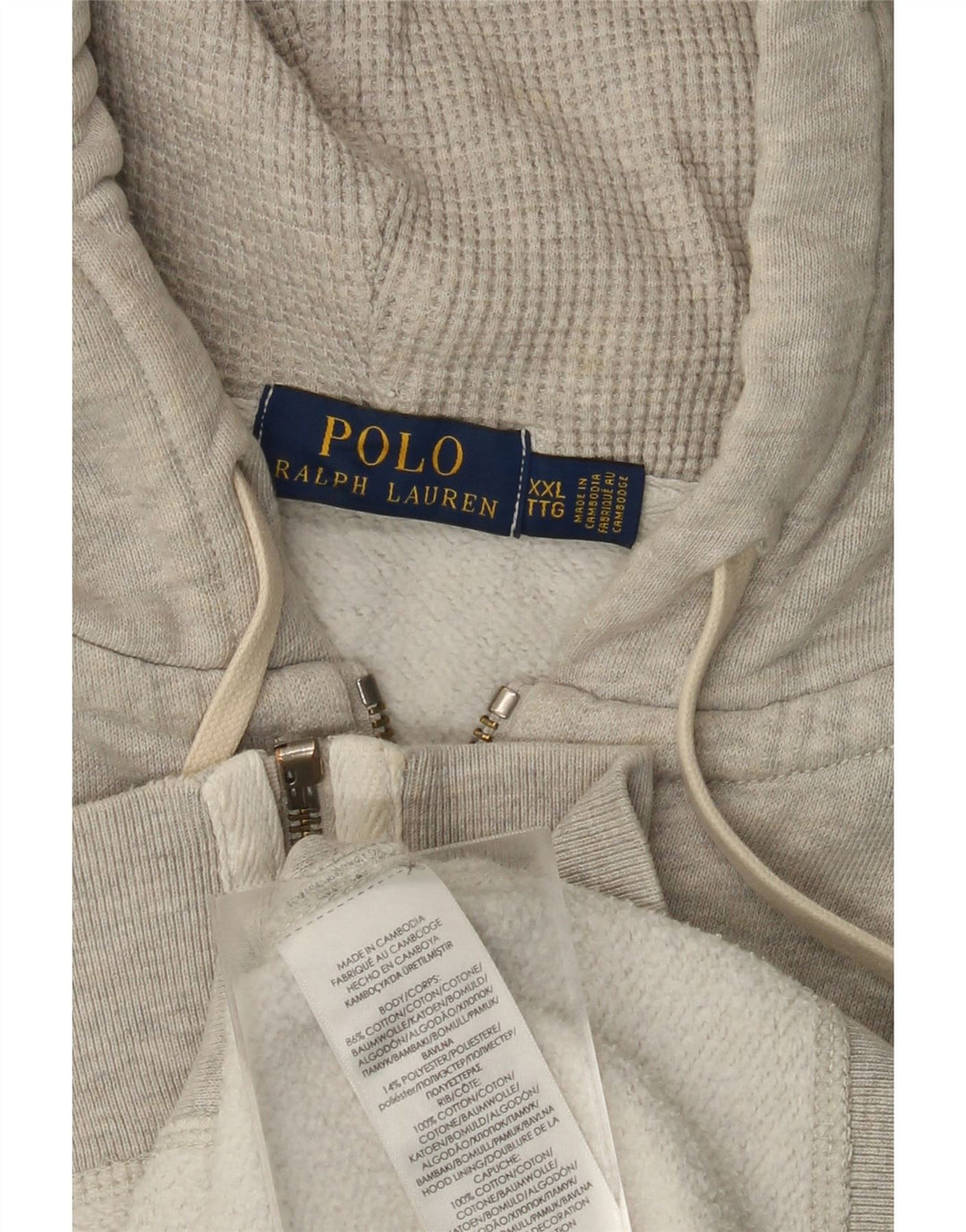 POLO RALPH LAUREN Suéter con capucha y cremallera extragrande para mujer UK 20 2XL Gris