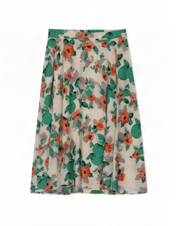 Madeleine Falda acampanada de cintura alta para mujer IT 42 Medium W30 White Floral