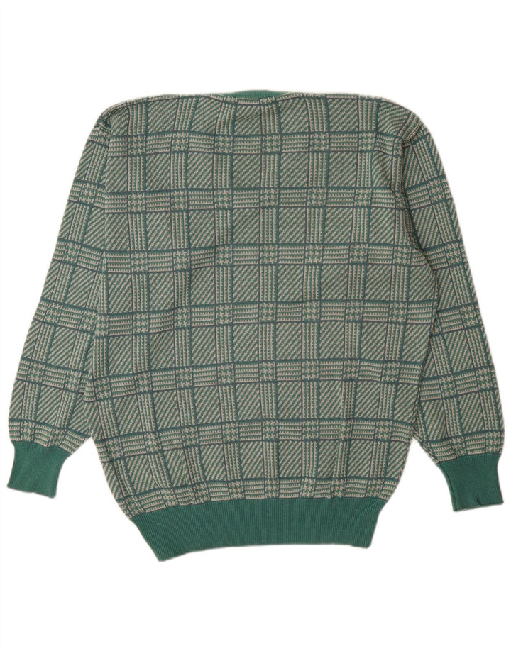 St. Andrews Jersey con cuello en V para hombre, talla grande, pata de gallo verde