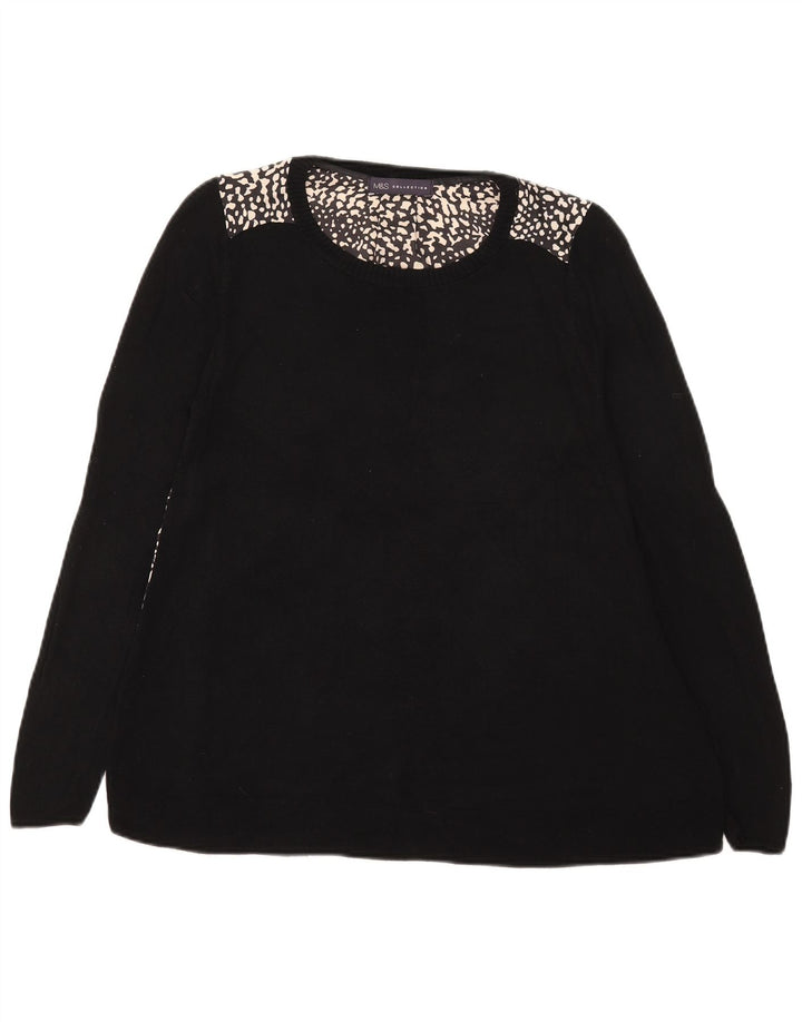 Marks & Spencer Top para mujer de manga larga UK 42 Medium Black Animal Print