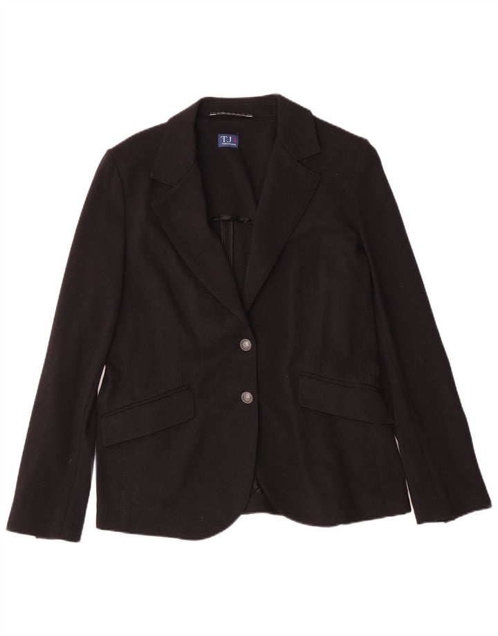 Chaqueta tipo blazer de 2 botones para mujer Trussardi Jeans IT 46 Large Viscosa negra