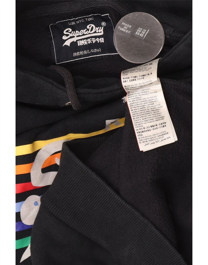 Superdry Jersey con capucha gráfica para mujer Reino Unido 44 Grande Algodón negro