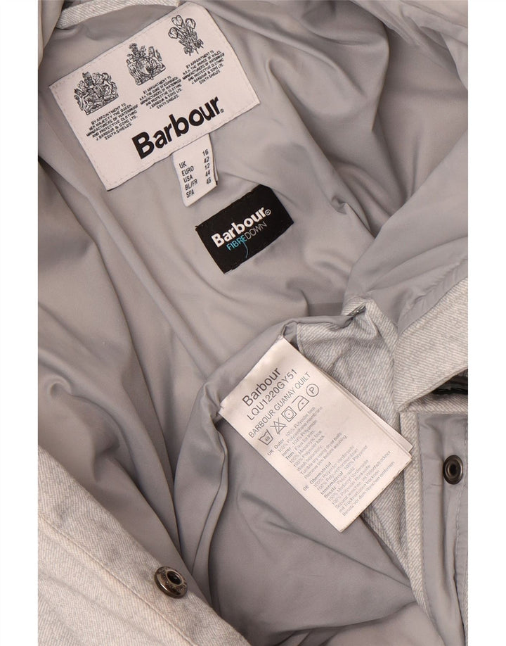 Barbour Abrigo acolchado con capucha para mujer UK 46 Poliéster gris grande