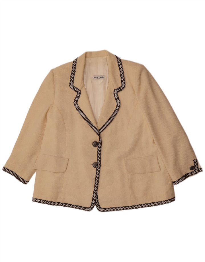 Pierre Cardin Chaqueta Blazer de 2 Botones para Mujer UK 44 Grande Beige