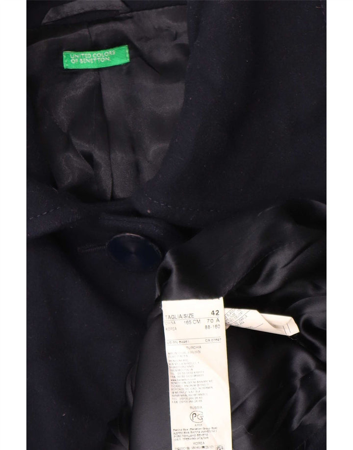 Abrigo Benetton Mujer IT 42 Medio Lana Azul Marino