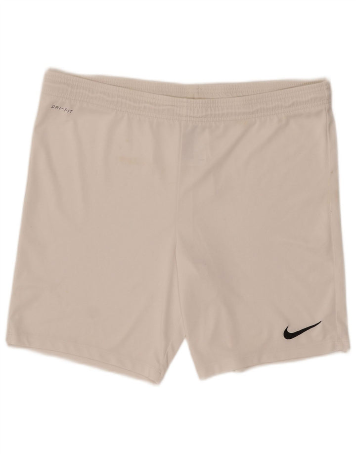 Nike - Pantalones cortos deportivos Dri Fit para hombre, poliéster blanco grande