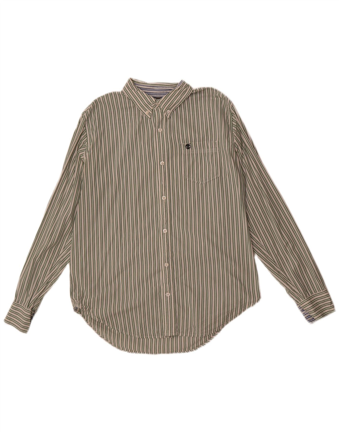 Camisa Timberland Hombre Slim Fit Algodón A Rayas Verde Grande