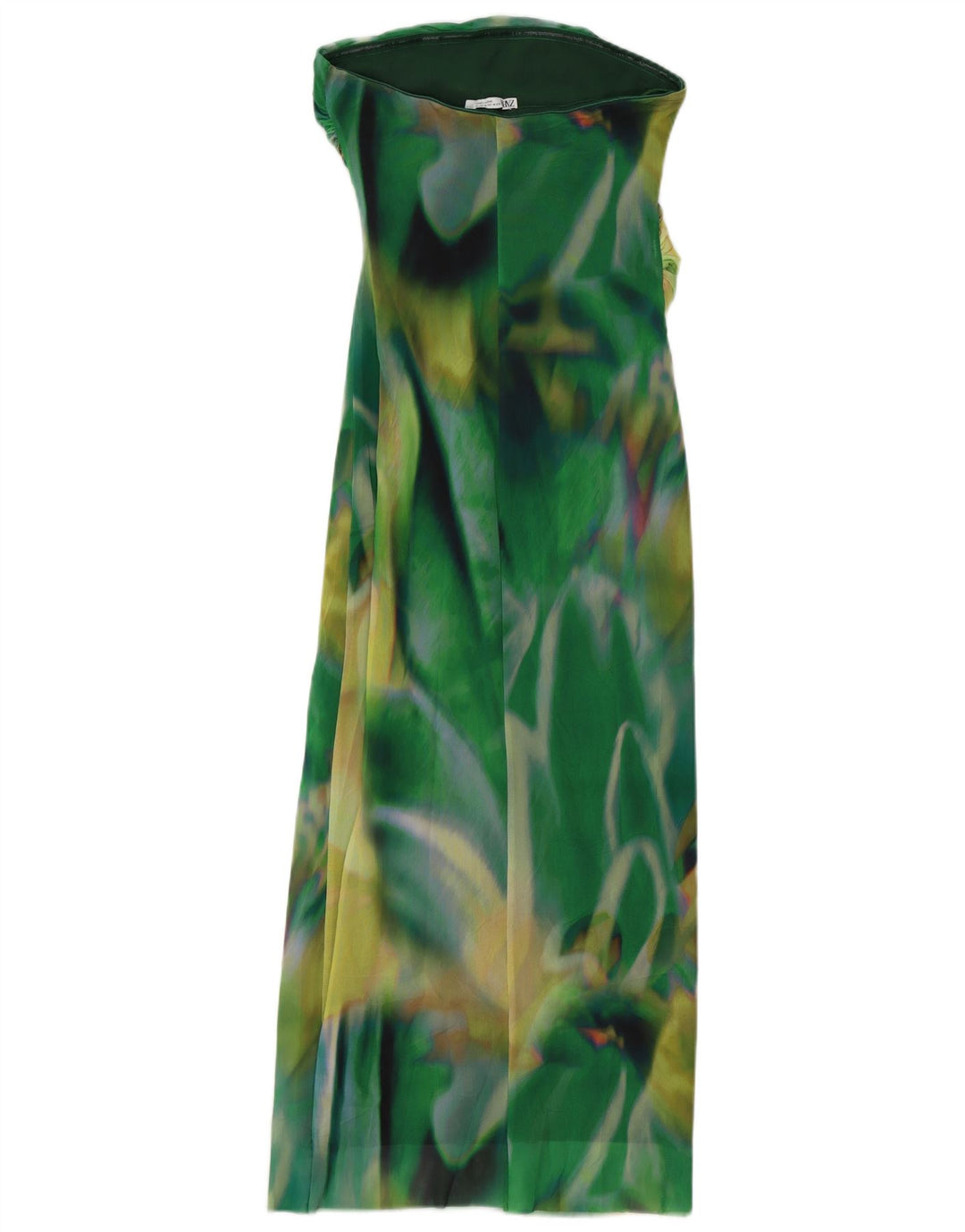 ZARA Mujer Vestido Maxi Sin Tirantes Con Estampado Abstracto UK 40 Verde Medio
