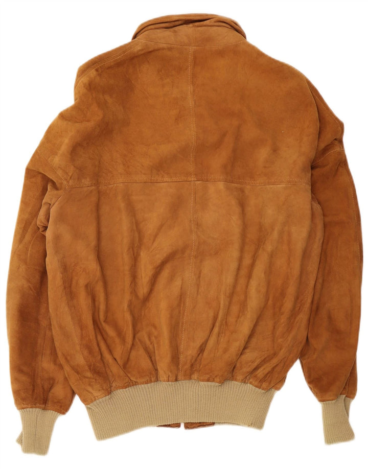 Vintage hombres ante bomber chaqueta Reino Unido 40 cuero marrón grande