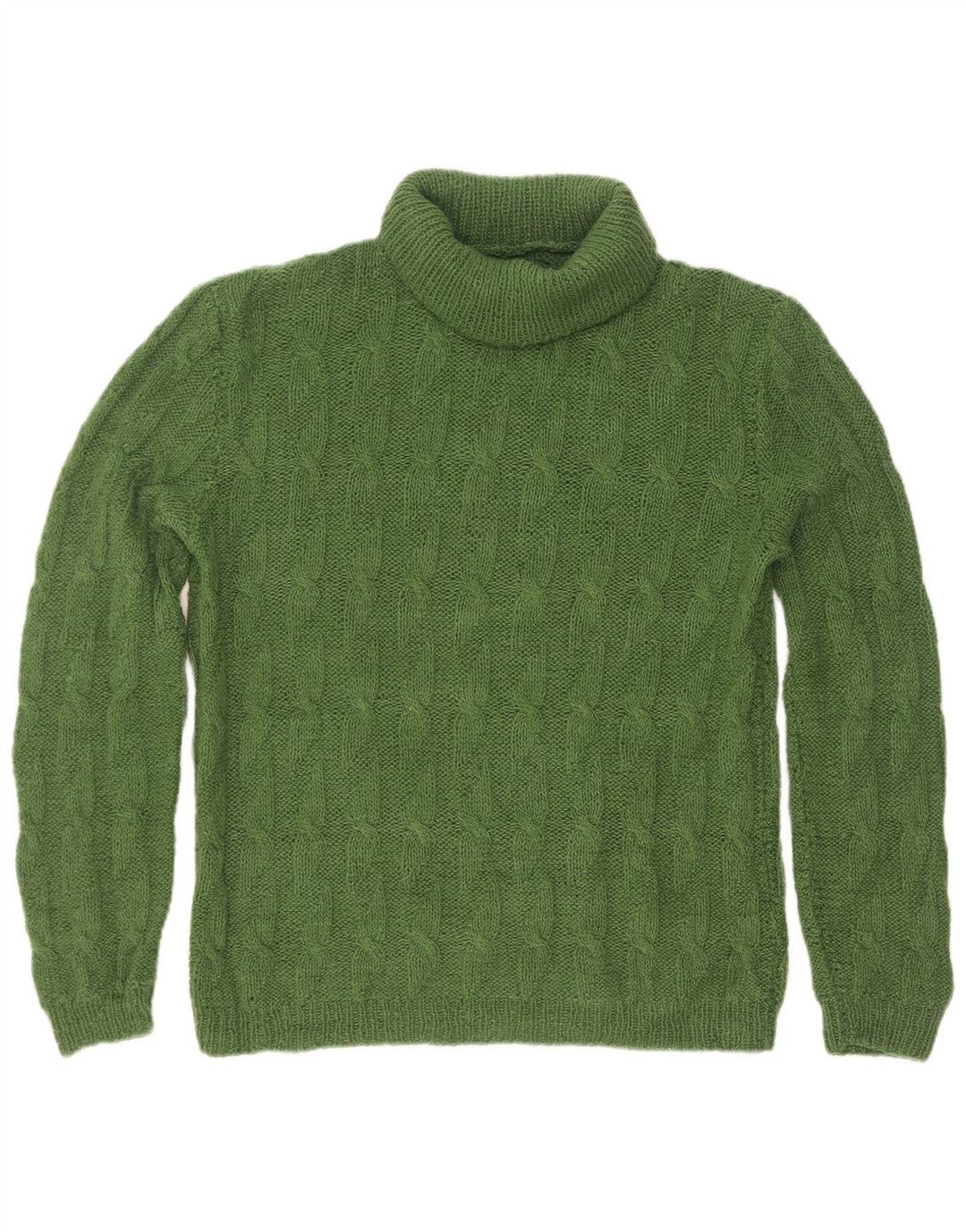 Vintage hombres rollo cuello jersey suéter pequeño verde