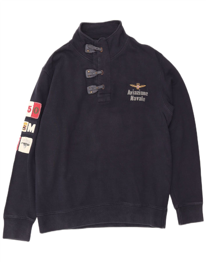 Aviazione Navale - Sudadera con cuello y botones para hombre, talla 3XL, color azul marino
