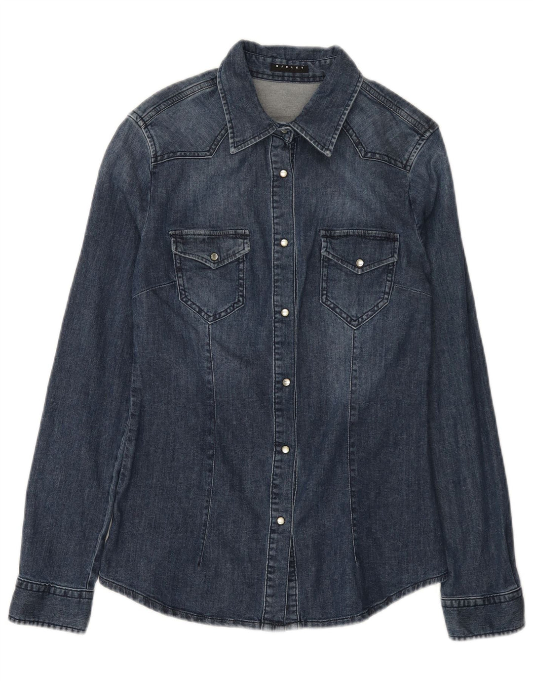 Sisley Camisa Vaquera para Mujer UK 10 Small Azul Marino