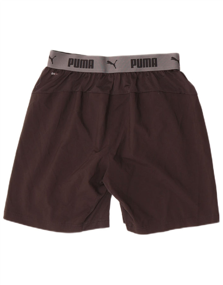 PUMA Shorts deportivos con estampado gráfico para hombre, color negro mediano