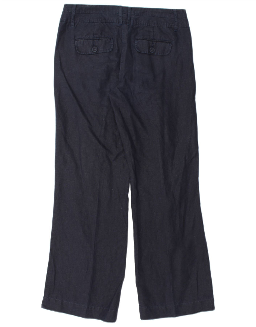MONSOON Pantalones chinos de pierna ancha para mujer UK 10 Small W32 L31 Lino azul marino