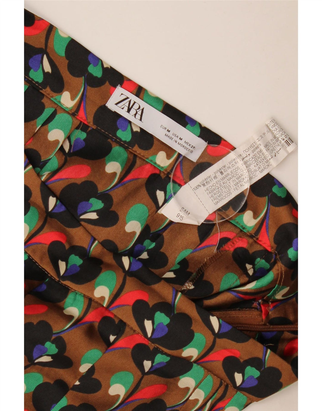 Zara Mujer Falda Plisada Mediana W28 Marrón Floral Poliéster