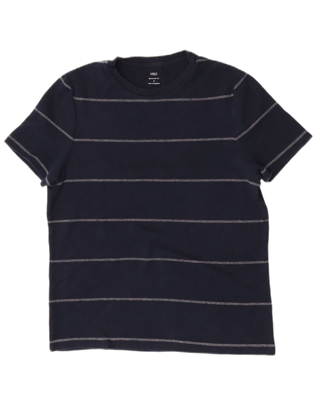 Marks & Spencer - Camiseta de corte regular para hombre, talla mediana, color azul marino a rayas