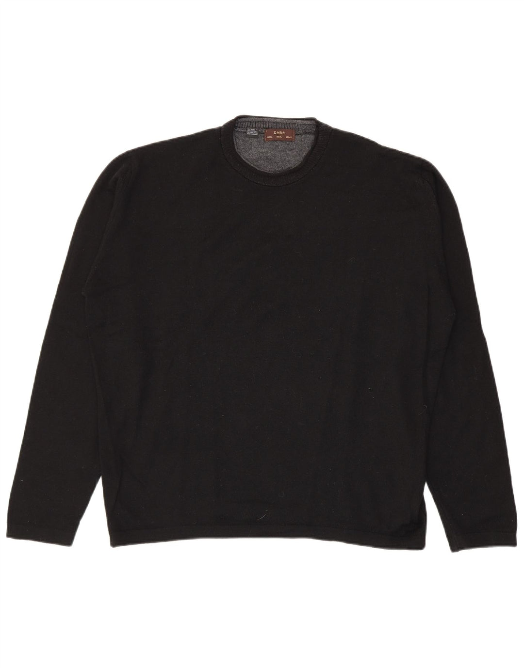 Zara Hombre Jersey Cuello Redondo Jersey XL Lana Negro