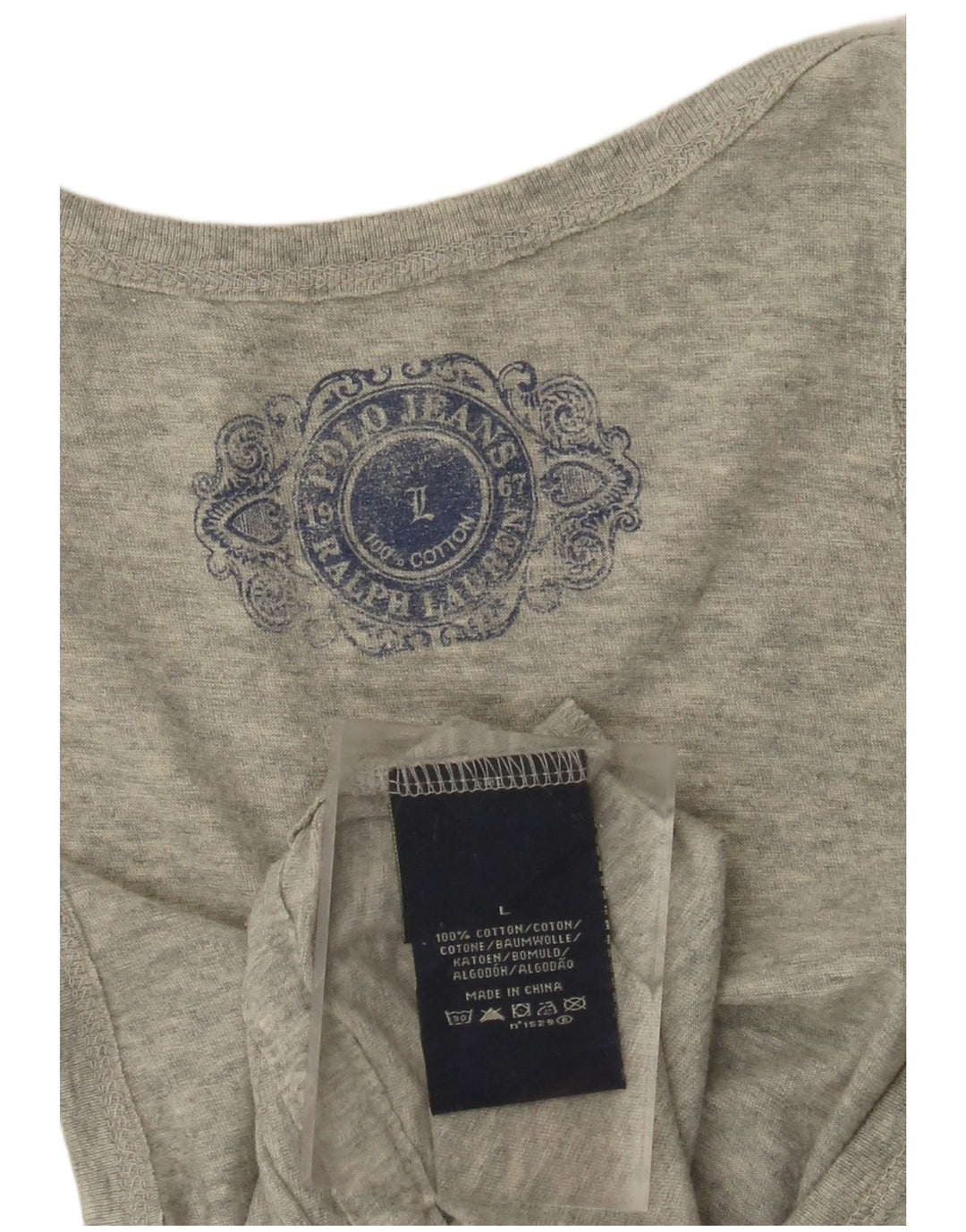 POLO RALPH LAUREN Camiseta sin mangas gráfica para mujer Reino Unido 14 Algodón gris grande