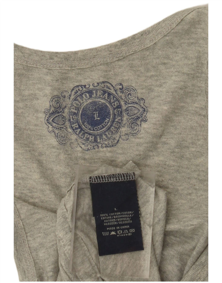 POLO RALPH LAUREN Camiseta sin mangas gráfica para mujer Reino Unido 14 Algodón gris grande