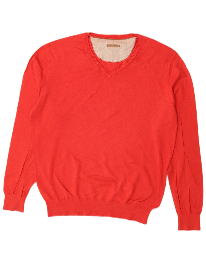 MASSIMO DUTTI Jersey con Cuello en V para Hombre Large Red Cashmere