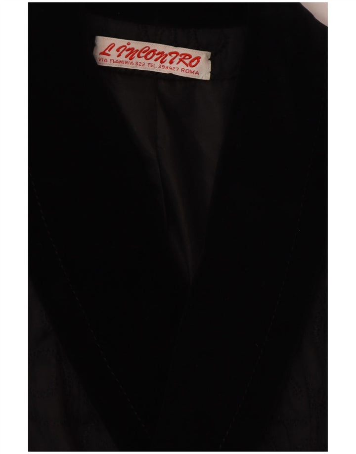 VINTAGE Chaqueta Blazer de doble pecho para mujer Reino Unido 14 Paisley negro mediano