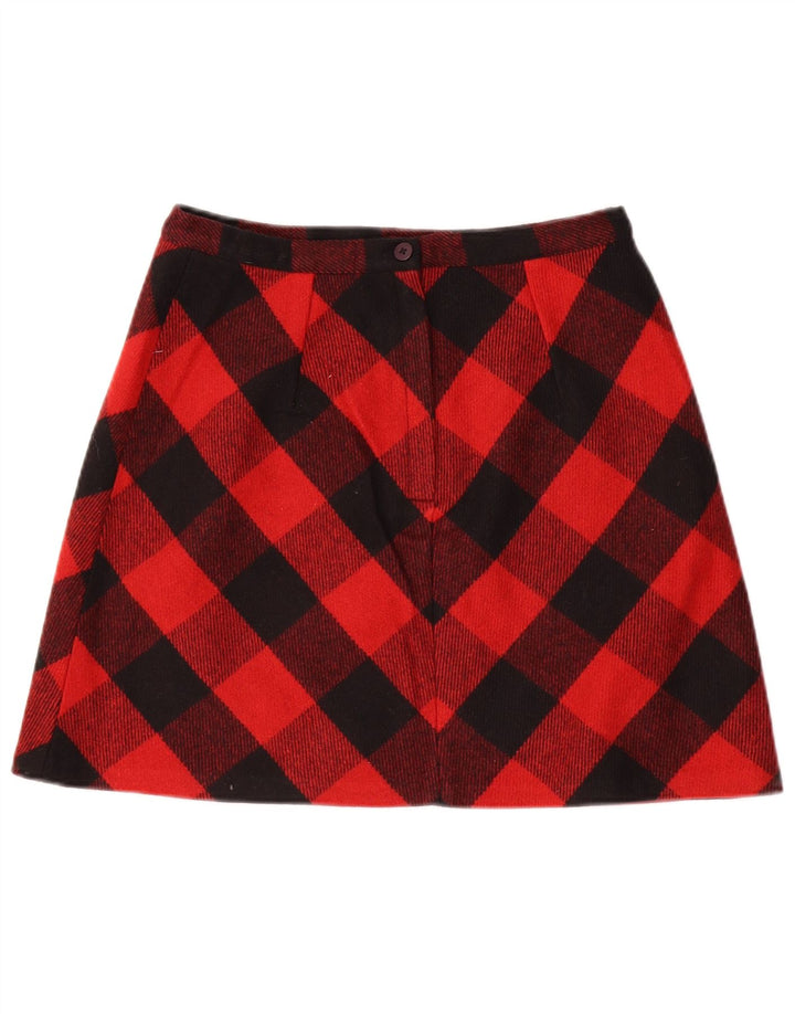 SUPERDRY Minifalda de Mujer Mediana W30 Lana de Cuadros Rojos