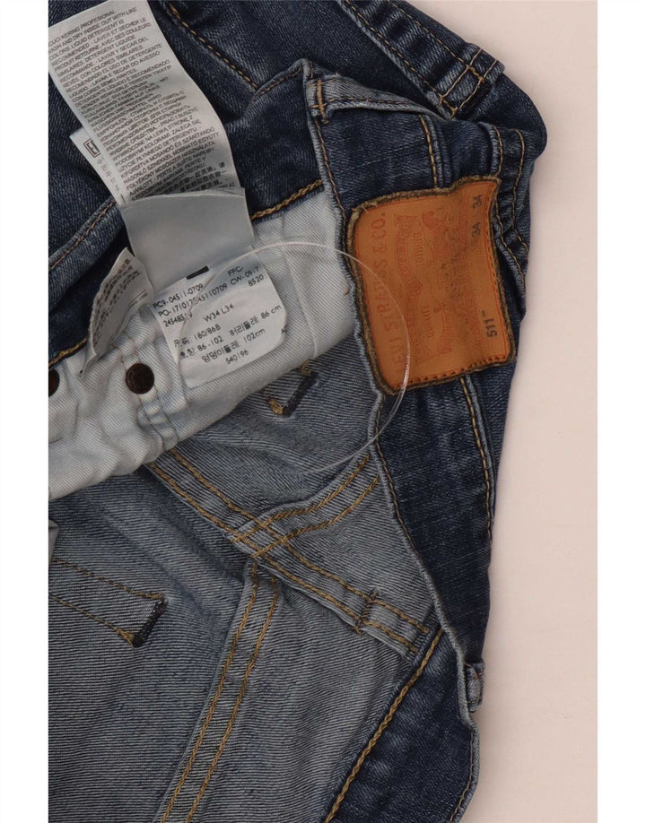 Levi's Hombre 511 Slim Jeans W34 L34 Algodón Azul