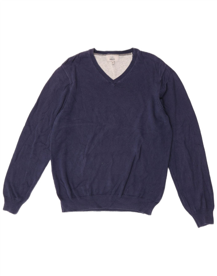 Marks & Spencer Jersey de corte regular con cuello en V para hombre Azul marino mediano