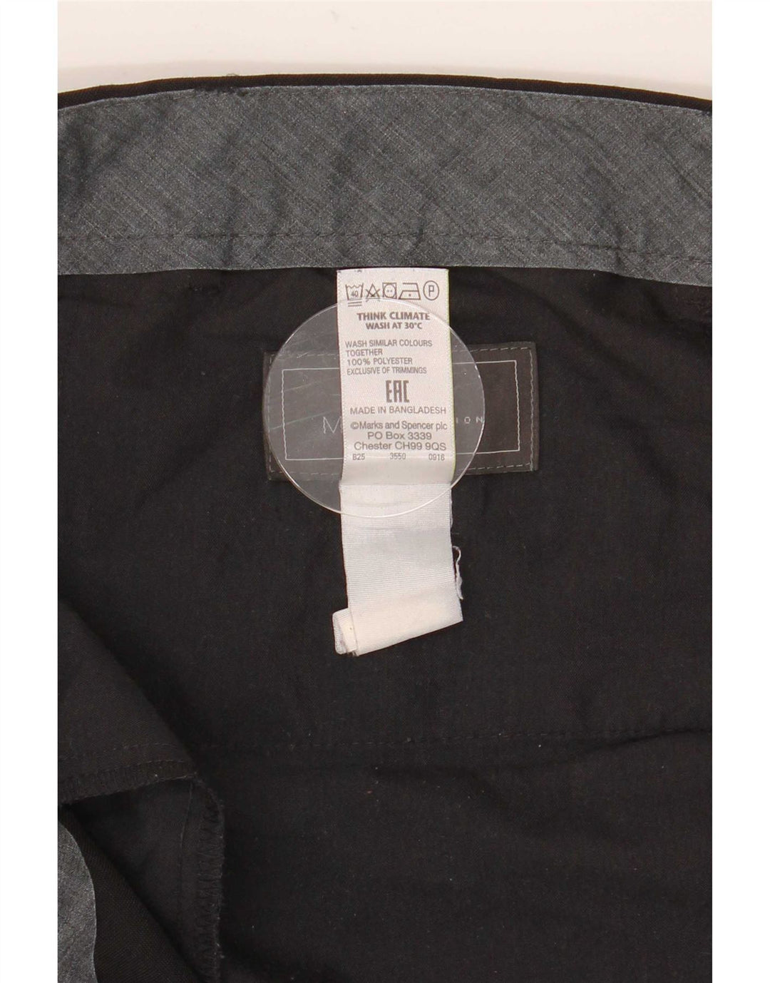 Marks & Spencer Pantalón de traje recto para hombre W40 L29 Poliéster negro