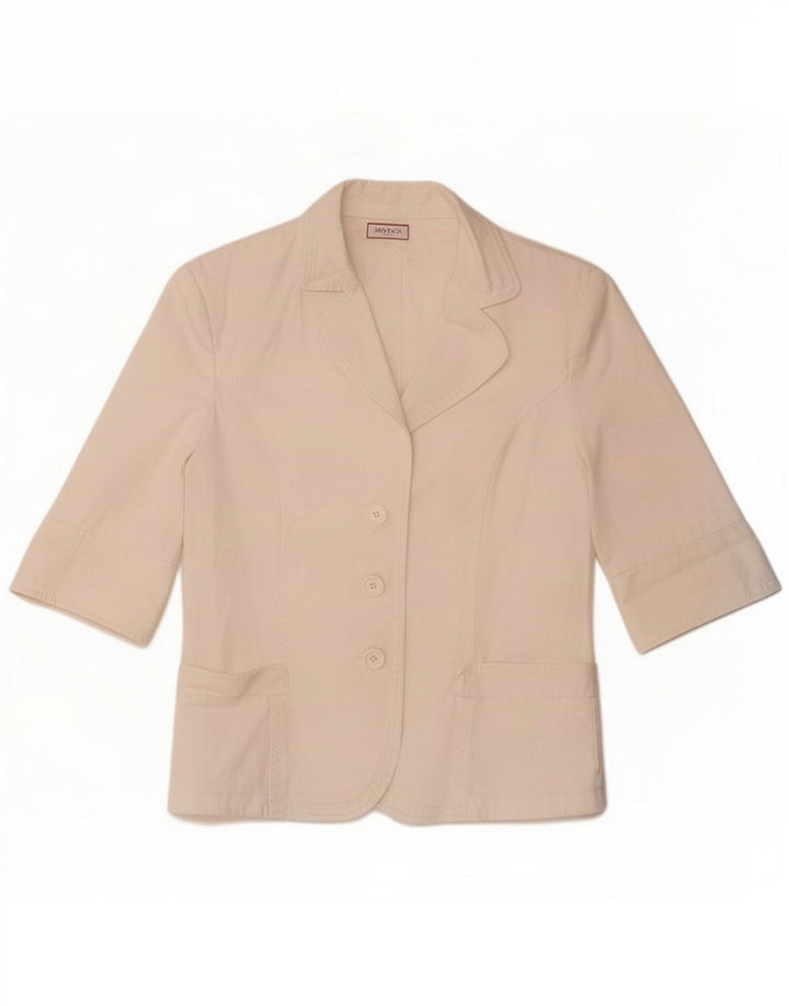 Max & Co. Chaqueta tipo blazer de manga corta con 3 botones para mujer, talla 40, talla mediana, color blanco
