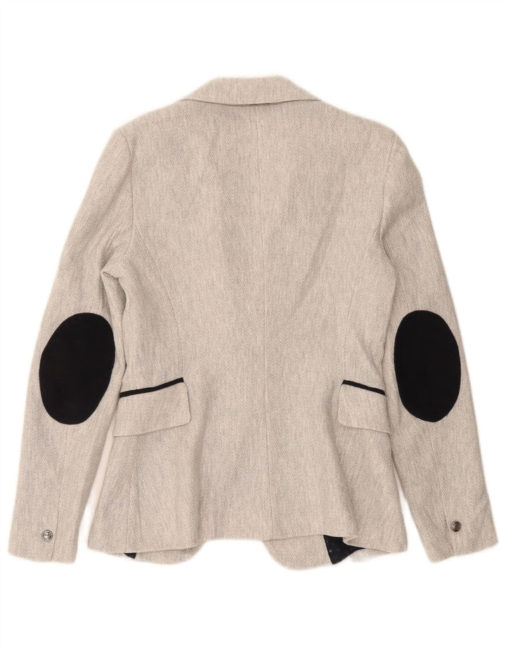 Zara Chaqueta Blazer De 1 Botón para Mujer UK 6 XS Gris Espiga