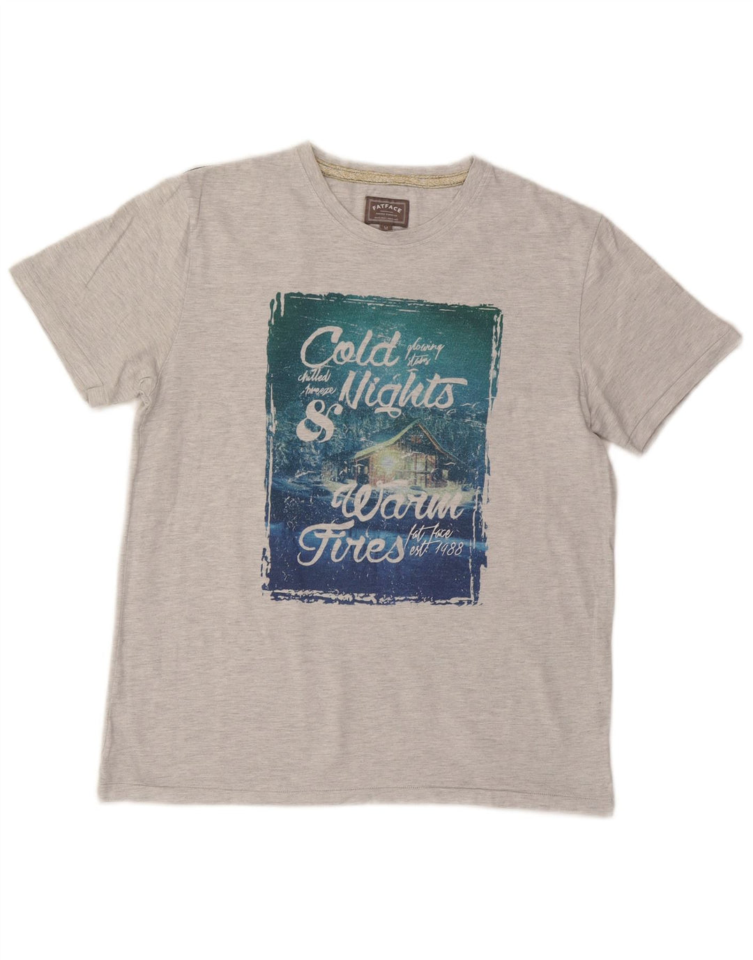 Camiseta gráfica para hombre Fat Face Top de algodón gris medio