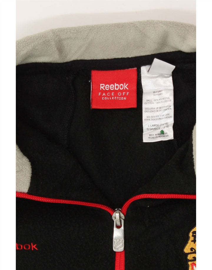 Reebok - Jersey de forro polar para niños, talla grande, color negro, 12-13 años