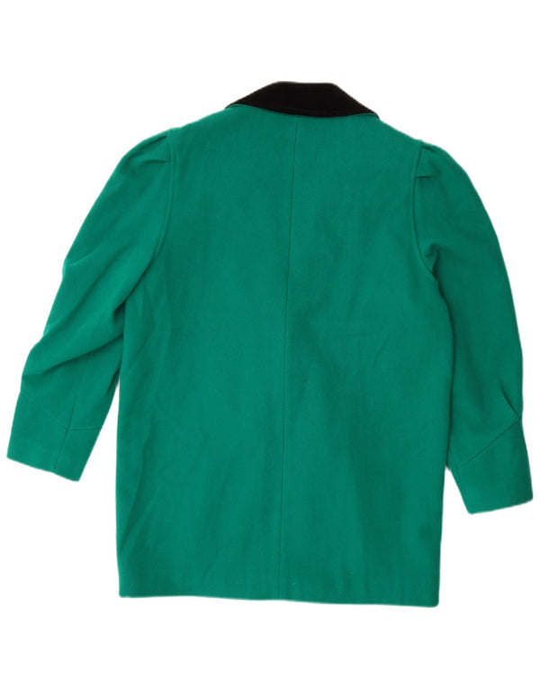 Vintage mujer chaqueta blazer de doble pecho Reino Unido 14 bloque de color verde grande