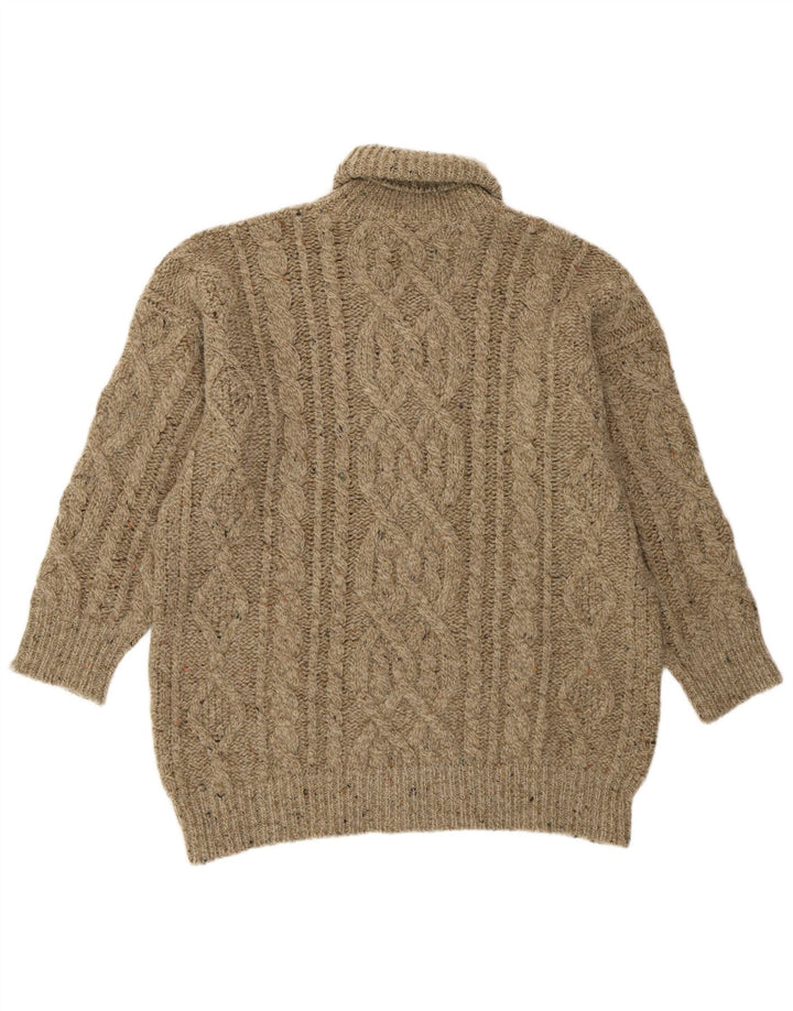 Blues Club Jersey con cuello vuelto para hombre, talla grande, lana beige