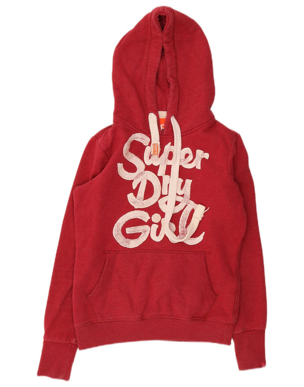 Superdry Jersey con capucha y capucha para mujer Reino Unido 10 Small Red Cotton
