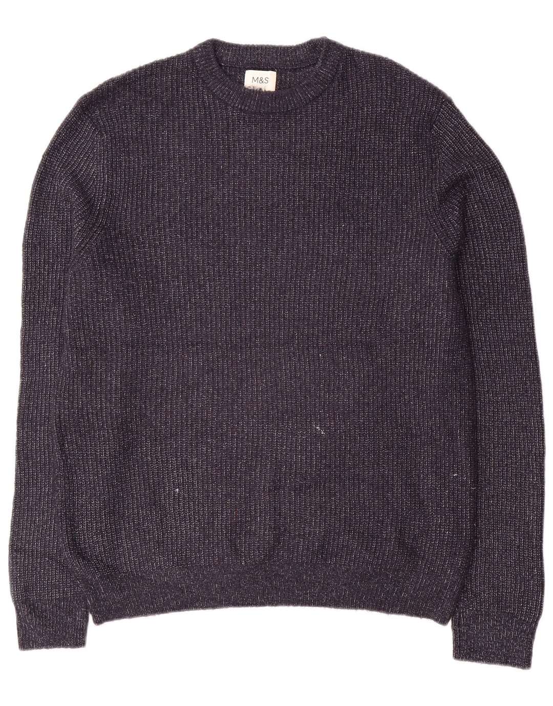 Marks & Spencer - Jersey de cuello redondo para hombre, color azul marino mediano, moteado