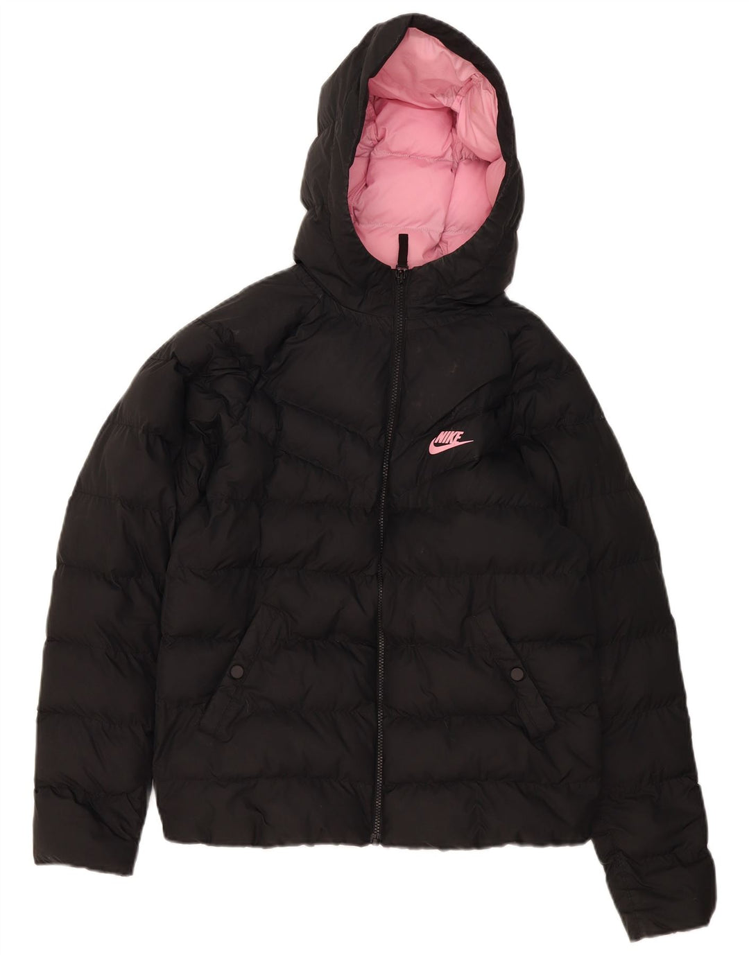 Nike Chaqueta acolchada con capucha Niñas 13-14 años XL Negro Poliéster
