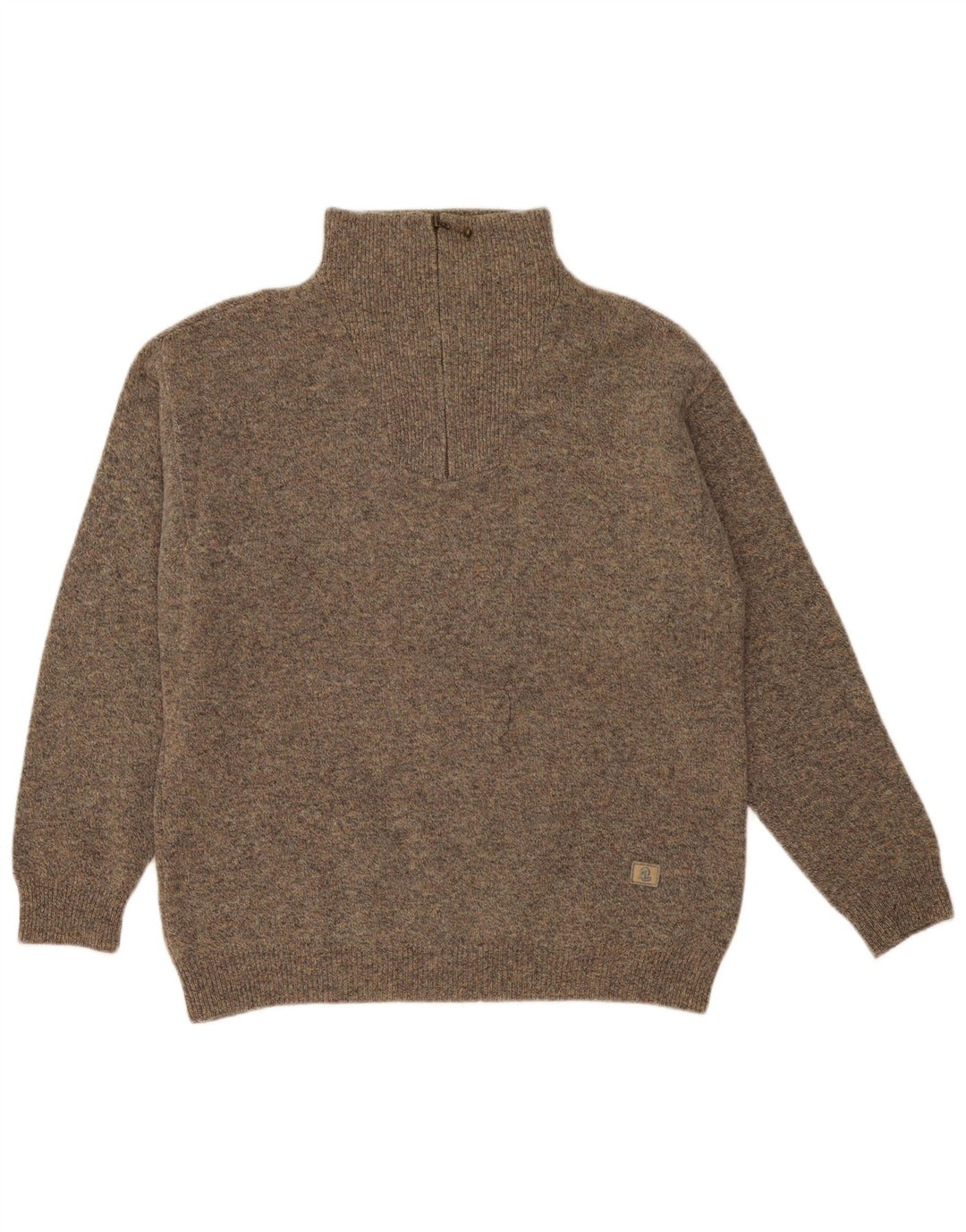 Suéter tipo jersey con cuello y cremallera para hombre Invicta Lana moteada gris grande