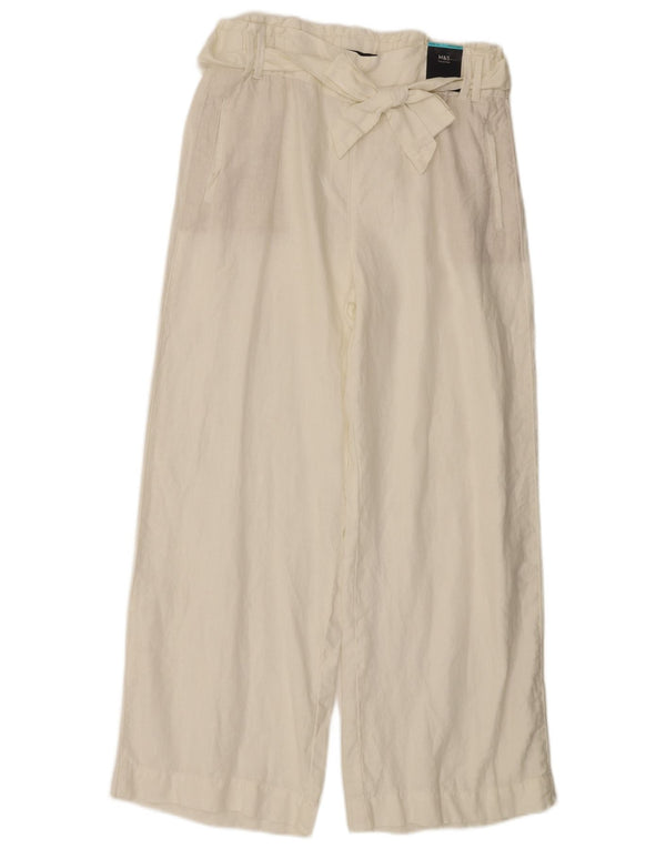 Marks & Spencer Pantalones chinos de pierna ancha para mujer UK 14 Large W34 L30 Blanco