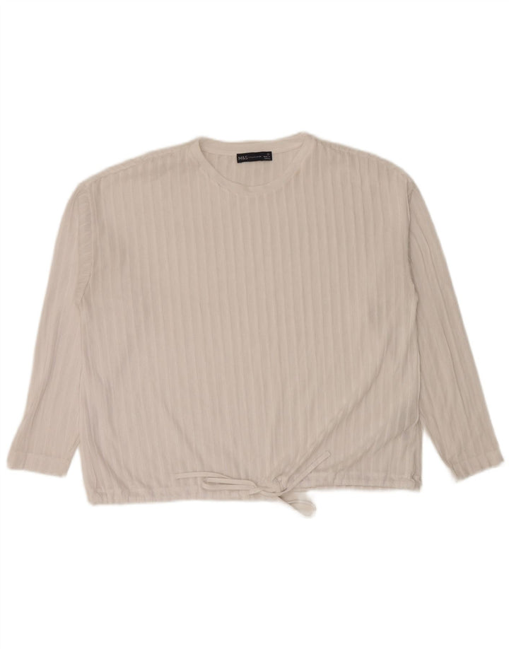 Marks & Spencer Top extragrande de manga larga para mujer UK 10 Small White
