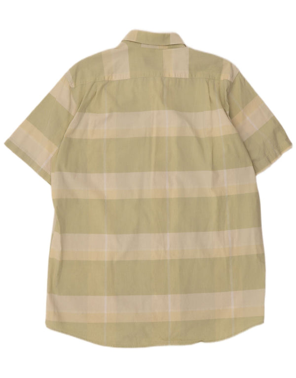 Basefield Camisa Manga Corta Hombre Talla 39/40 Algodón Rayas Verde Medio