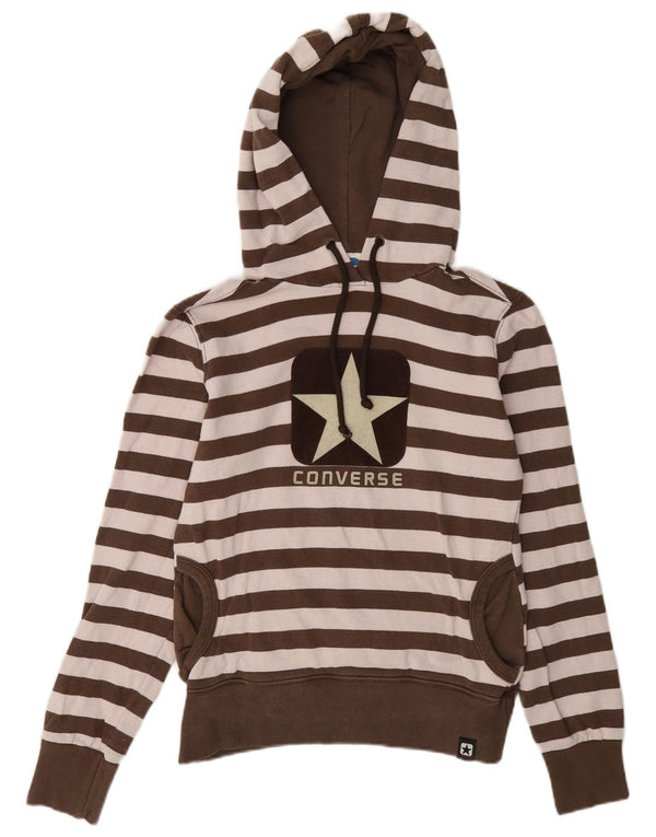 Converse - Sudadera gráfica para mujer, talla 40, algodón a rayas, color marrón medio