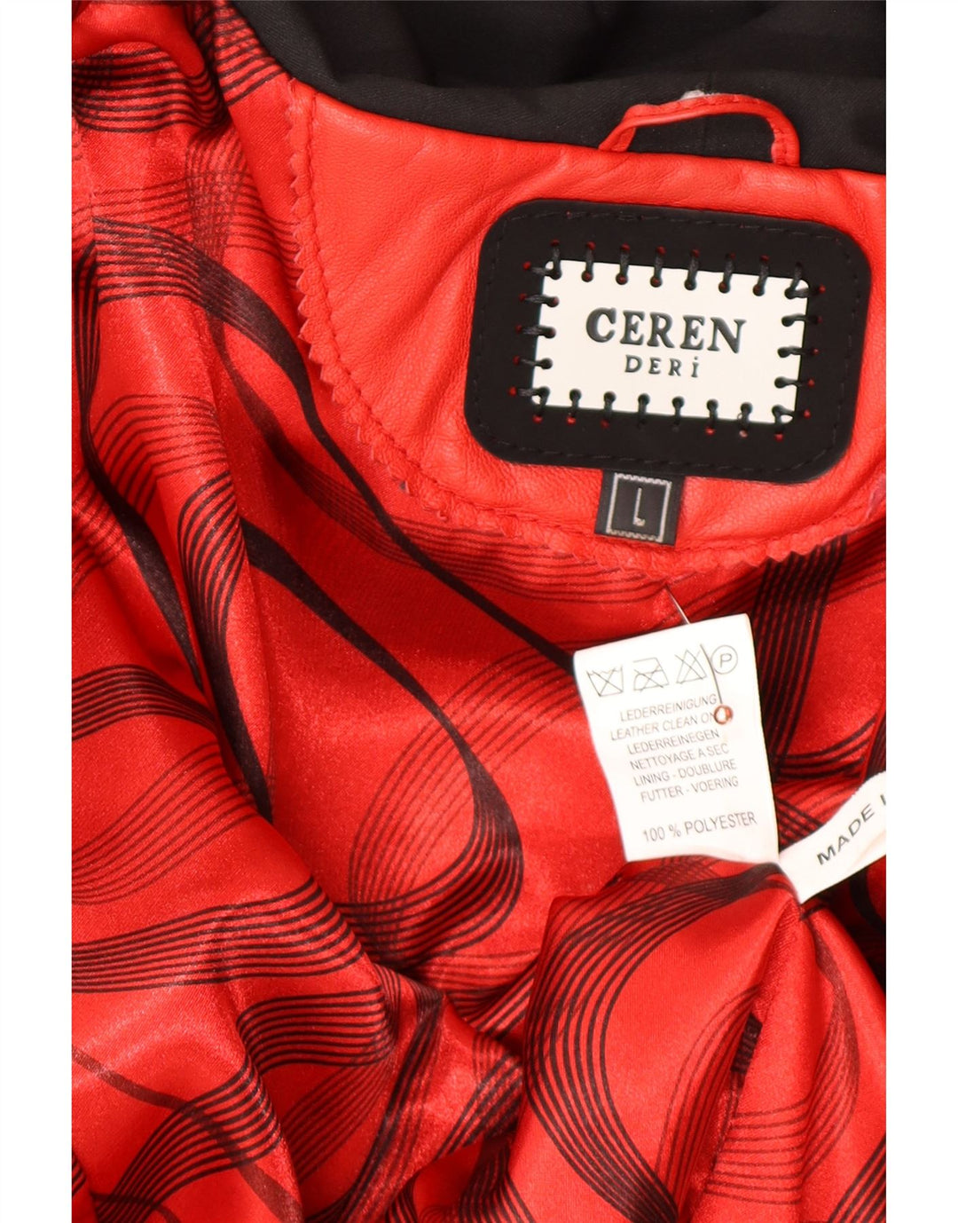 VINTAGE Chaqueta de cuero con capucha asimétrica para mujer Reino Unido 16 Cuero rojo grande