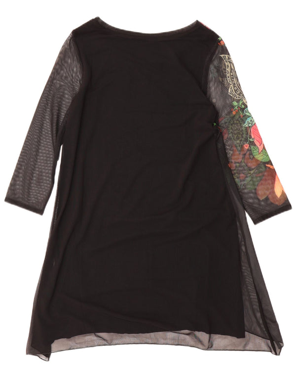 Desigual Vestido Túnica Gráfico para Mujer Reino Unido 6 XS Negro Floral