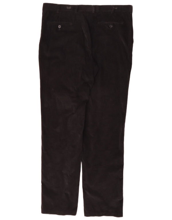 Vintage hombres pantalones de pana recta IT 48 Medio W36 L34 Algodón Negro