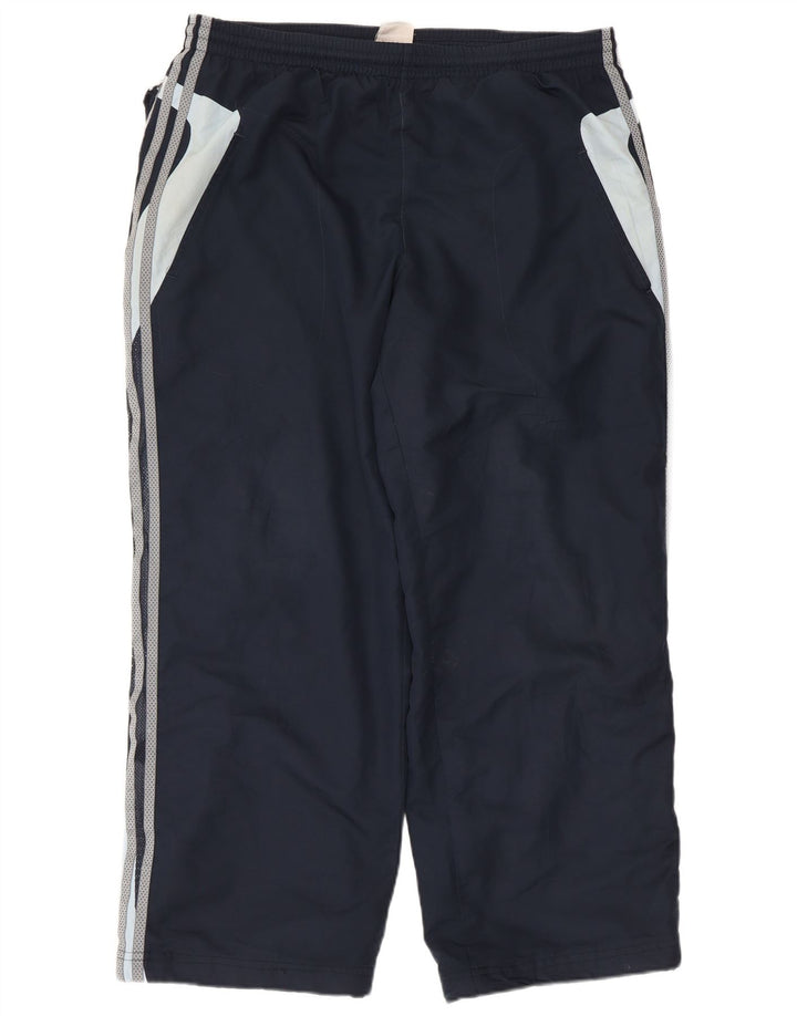 Adidas - Pantalón de chándal para hombre, talla grande, azul marino, color block, poliéster