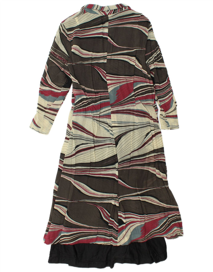 Vintage mujer patrón abstracto camisa vestido Reino Unido 12 medio multicolor