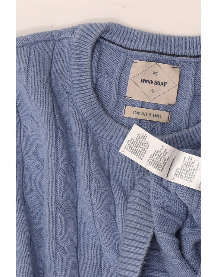 WHITE STUFF Jersey de cuello redondo para hombre, talla grande, algodón azul