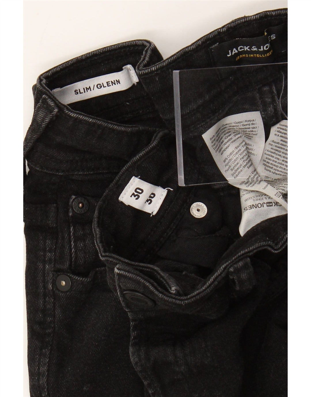Jack & Jones Hombre GLENN Slim Jeans W30 L30 Algodón Negro